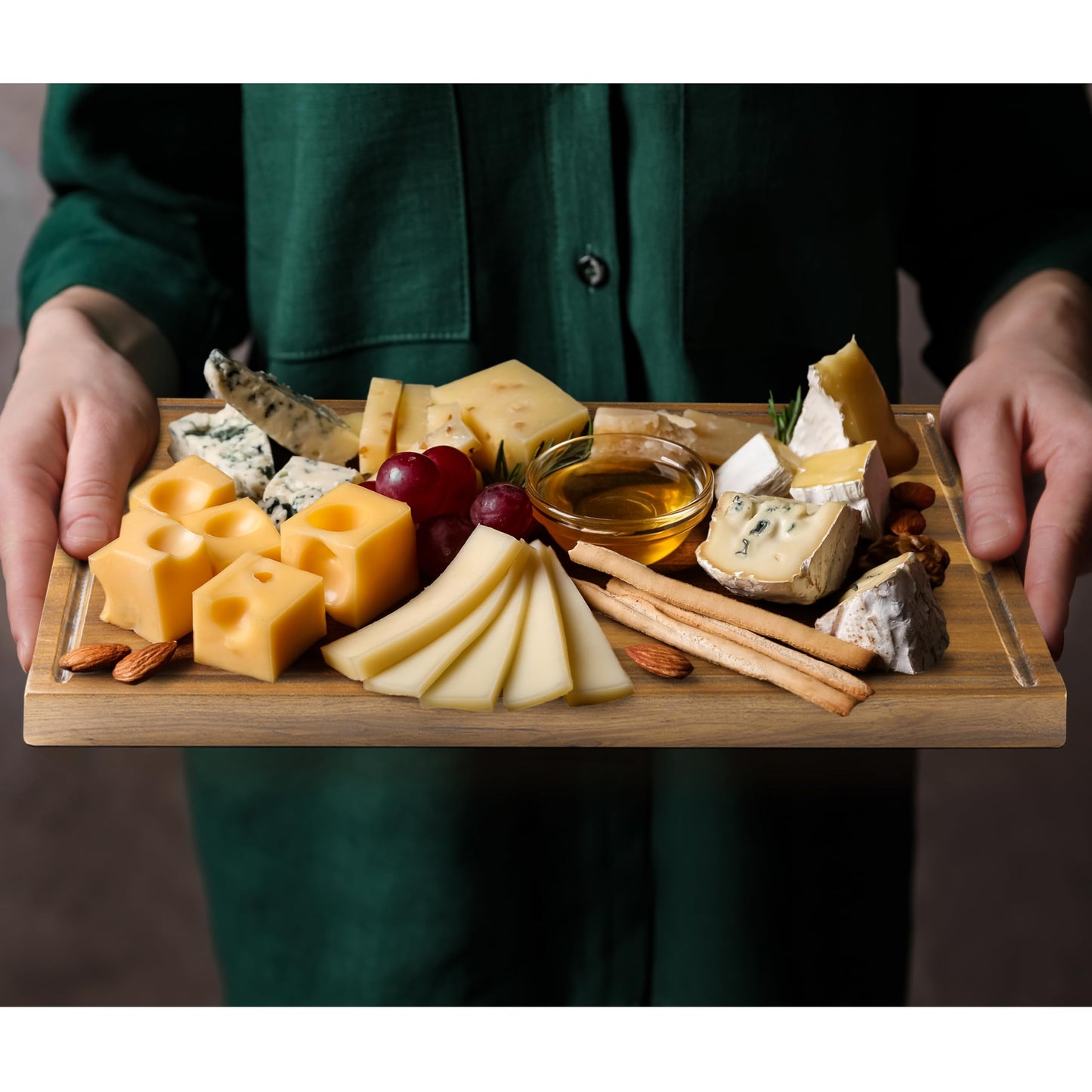 NAGAWOOD Extra Large Charcuterie Boards, 30'' x 13'' Acacia Cheese Board 3 Part Magnetic Long & Round Boards with Knive Set, Wine Opener & Cheese Marker, Unique Serving Tray for Birthday, Wedding Gift