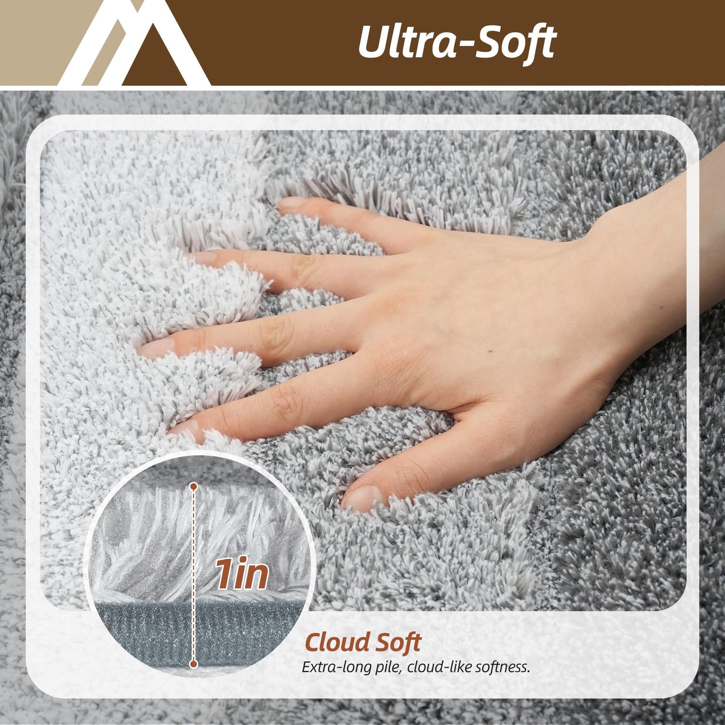COSY HOMEER Bathroom Rugs 24 x 17, Ultra Soft Absorbent Bath Mat, Non-Slip TPR Backing Stays in Place, Machine Washable Shaggy Rug for Bathroom Floor, Grey