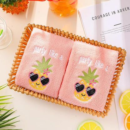 2 Pcs Party Like a Pineapple Hand Towels Coral Bathroom Decor 14x29 Inch