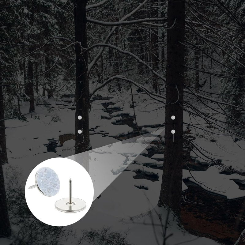 Reflective Trail Markers - 100pcs Glow Bright Eyes Metal Tacks for Hunting, Hiking & Camping | Storage Box Included