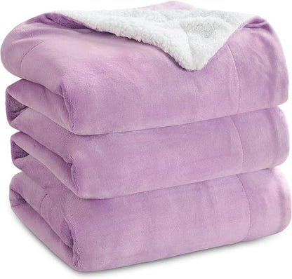 Bedsure GentleSoft Sherpa Fleece Blankets King Size for Bed - Thick and Warm Throw for Girls, Soft Fuzzy Plush King Blanket for Winter, Lilac, 108x90 Inches
