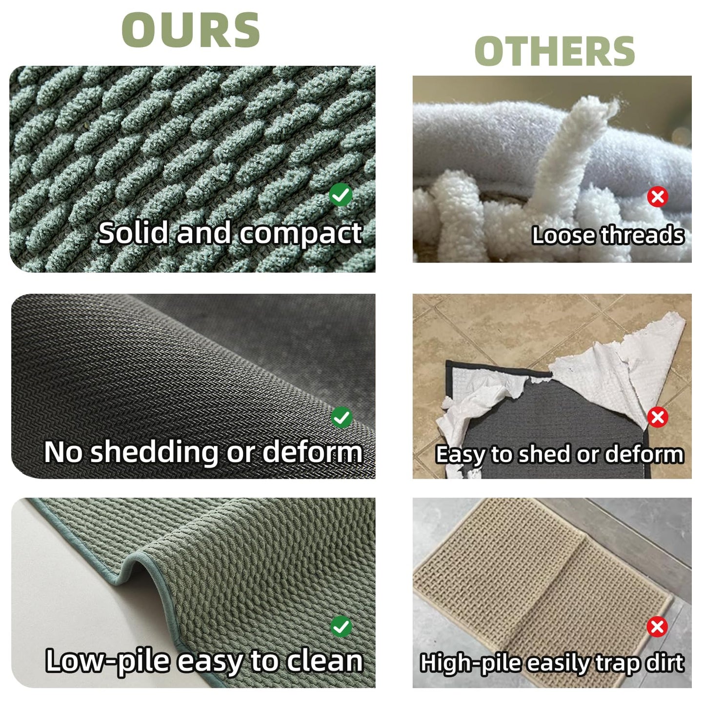TYUU Toilet Rug, Thin Toilet Rugs U Shaped Washable Non Slip Absorbent Quick Dry Low Pile Toilet Mat, Sage Green 20"x24" U Shape
