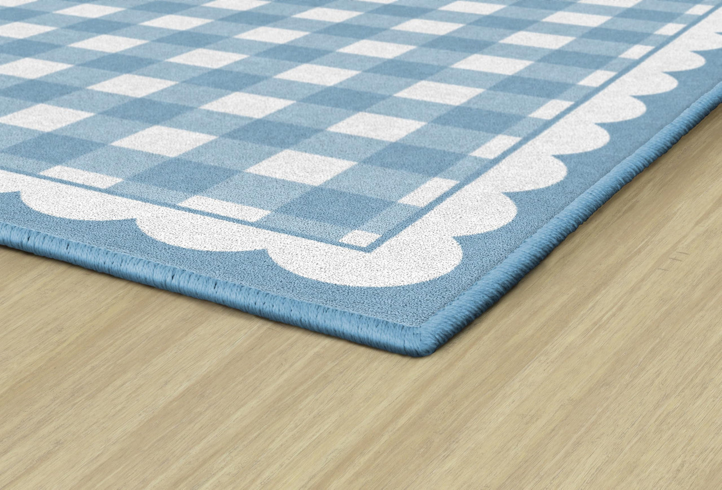 Flagship Carpets School Days Blue Gingham Educational Area Rug for Kids Room, Children's Classroom Rug for Teaching and Playroom, 5' X 7'6" - Blue