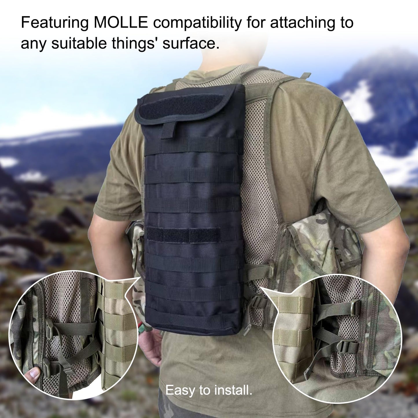 Hannibal Tactical 5L Hydration Pack, Water Backpack with 3L Water Bladder, MOLLE System for Outdoor Hiking, Biking, Running, Grey