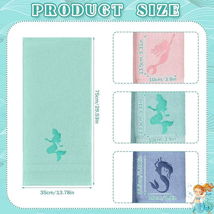 3 Pack Coastal Mermaid Hand Towels