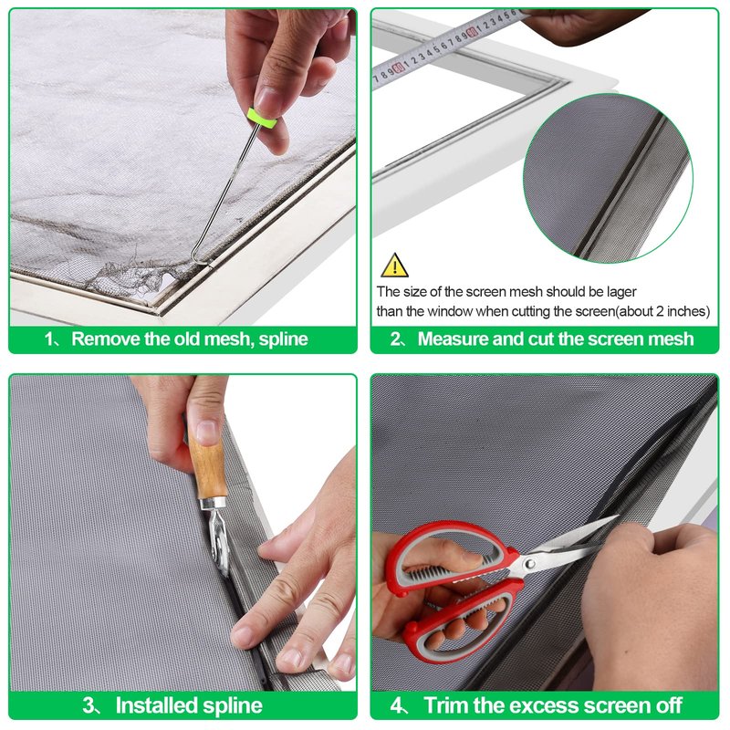 QWR Pet Proof Window Screen Replacement Kit, 39"x118" Durable High Hardness Screen Mesh Replacement Window Screens Repair Kit for Sliding Screen Door,Patio and Windows.(Folded Package with Tool Kit)