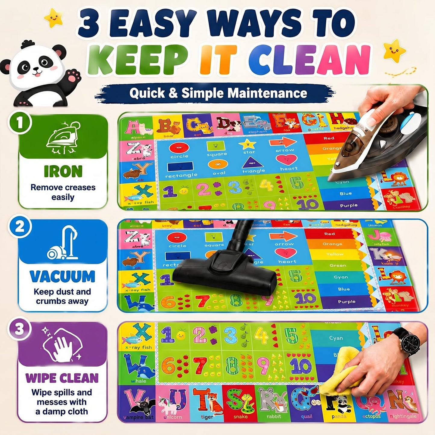 ABC Kids Play Rug, Non-Slip Classroom Carpet, 78.7" x 59"