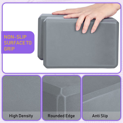 Wettarn 6 Pack Yoga Blocks 9 x 6 x 4 Inch Eva Foam Lightweight Non Slip Yoga Props for Yoga Pilates Stretching Meditation