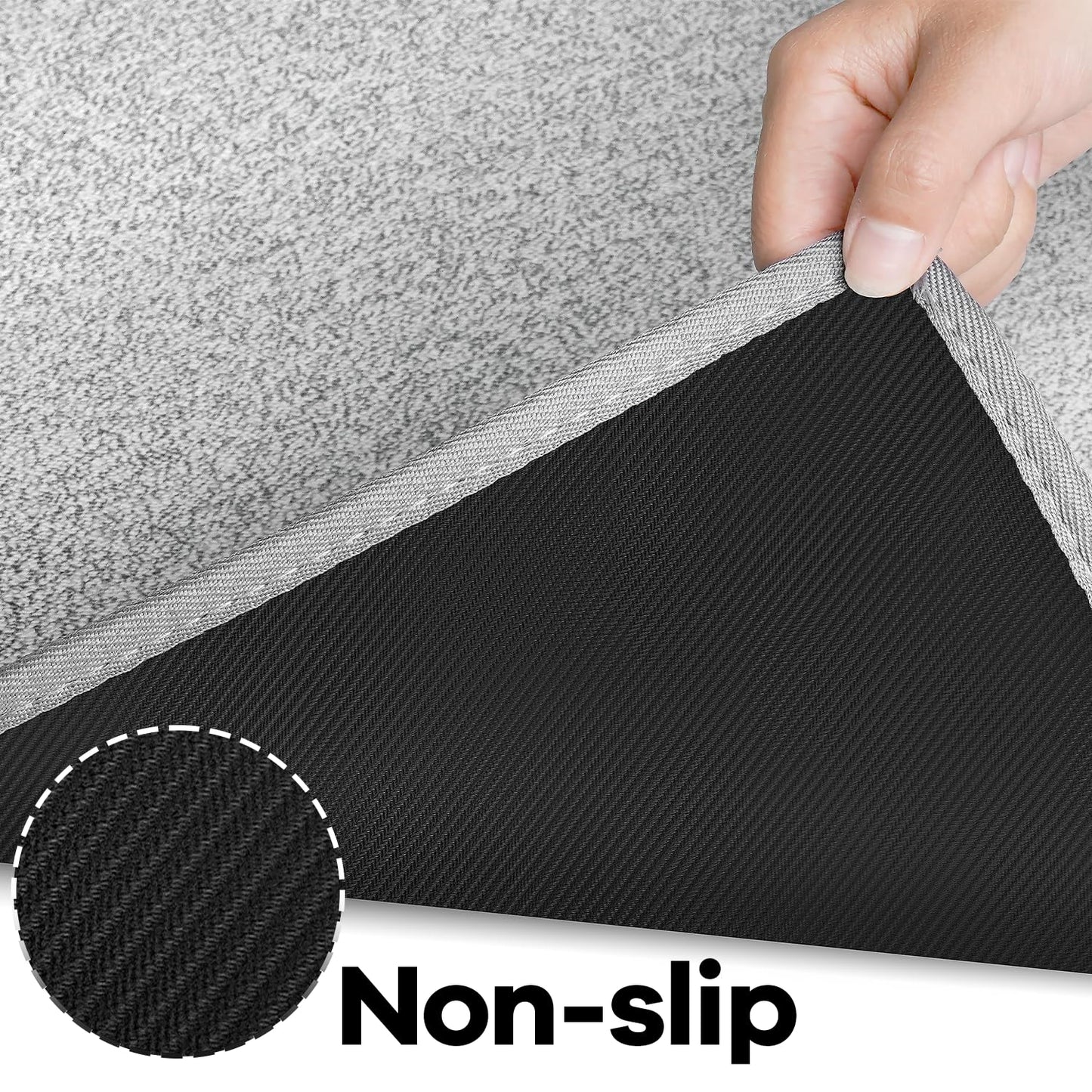 AREDO Runner Rug with Non Slip Rubber Backing, Washable Soft Floor Carpet for Kitchen, Hallway, Entryway Indoor, Bedroom, Laundry, Low Pile Area Rugs, Solid color with Pointillism style, 2*10 ft GREY