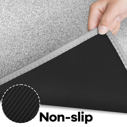 AREDO Runner Rug with Non Slip Rubber Backing, Washable Soft Floor Carpet for Kitchen, Hallway, Entryway Indoor, Bedroom, Laundry, Low Pile Area Rugs, Solid color with Pointillism style, 2*10 ft GREY