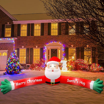 10FT Christmas Hugging Inflatable Santa Claus for Xmas Holiday Blow Up Weatherproof Outdoor Christmas Decorations for Garden Yard