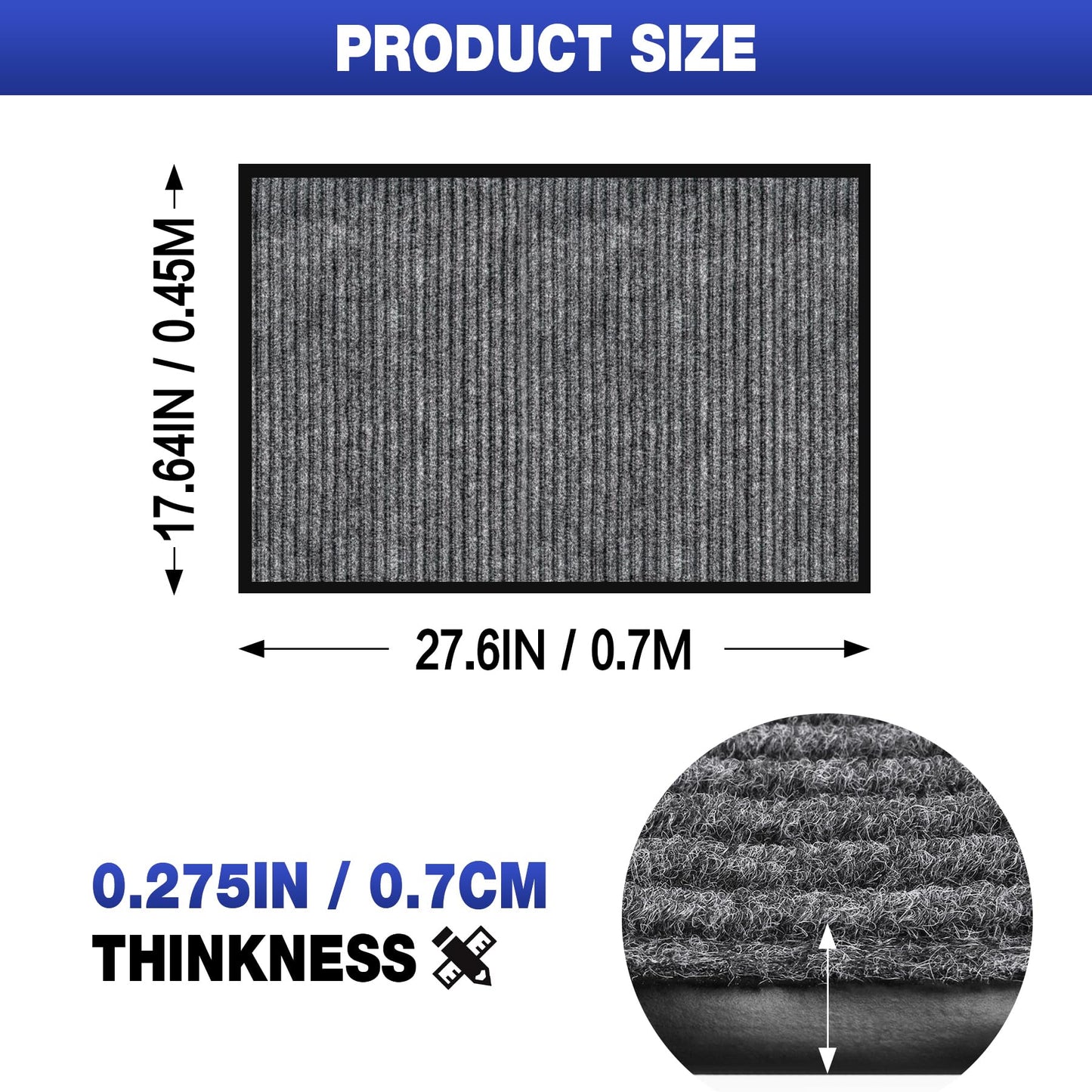 ToLanbbt Commercial Floor Mat 1.47' x 2.3' Front Door Mat Extra Large, Industrial Hallway Runner Rug Heavy Duty Outdoor Indoor Utility Mat Low Profile Entryway Carpet Non Slip Backing for Home Office