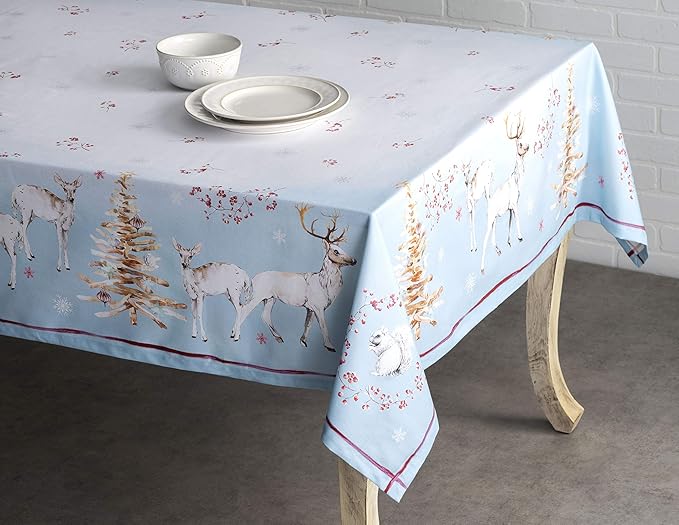 Maison d' Hermine Table Cloth Rectangle Table 100% Cotton 70 x 90 Inches Fall Tablecloth Reusable Everyday Use for Thanksgiving Christmas Decorations Dining Farmhouse Party (Fairy Tale Forest)