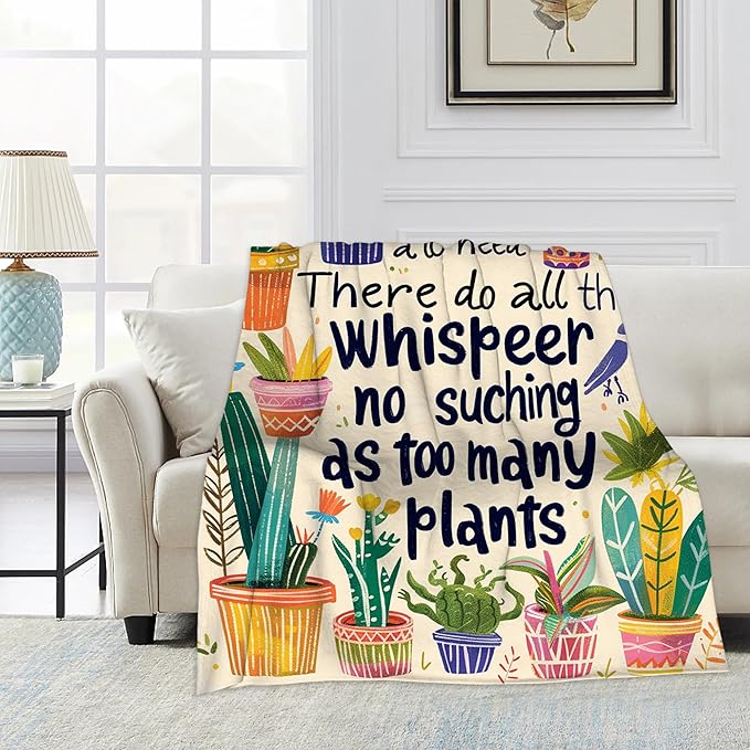 Funny Plant Throw Blanket, Plant Lover Blanket Throw for Adults, Lightweight Soft Cozy Blanket for Couch Sofa Bed Room Decor 50x60 Inches