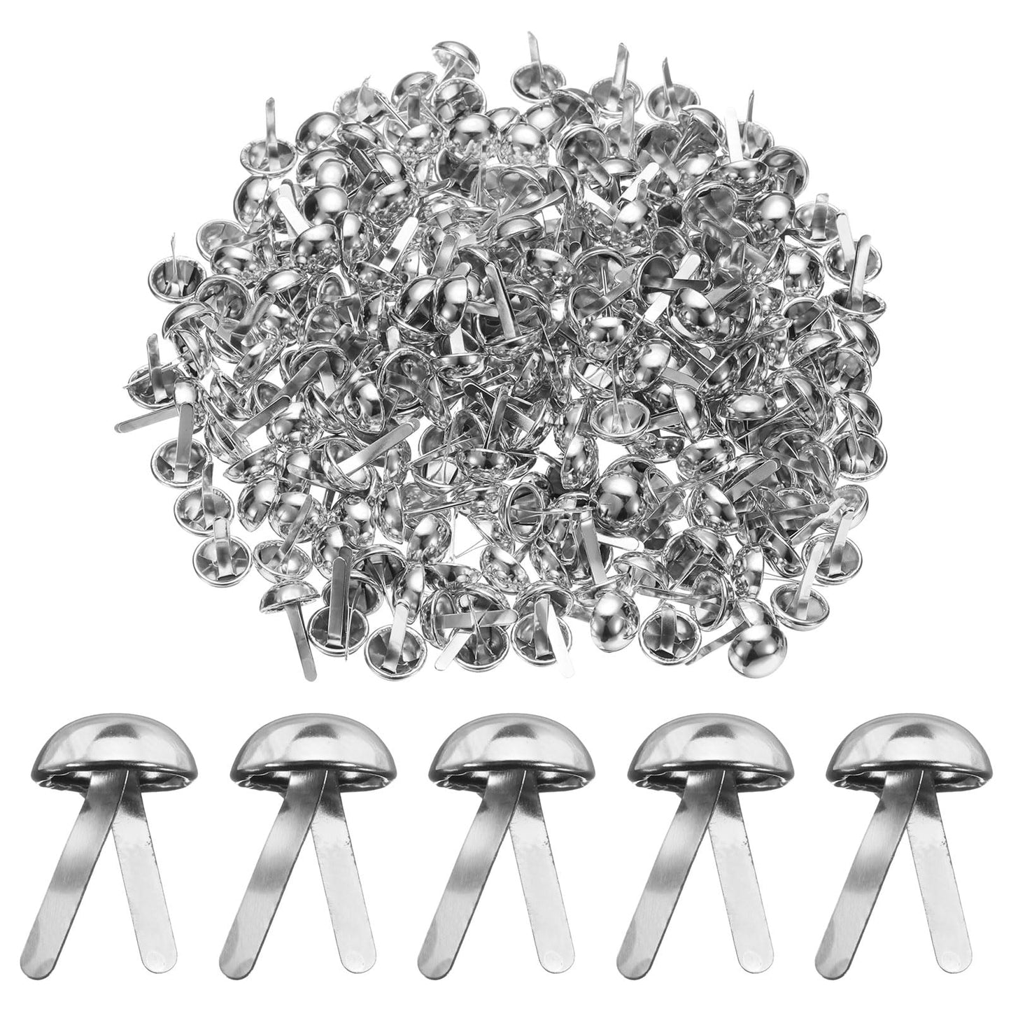 HARFINGTON 500pcs Brads Paper Fasteners, 10mm x 17mm Metal Paper Crafts Brads, Small Round Brass Split Pins for Children Crafting Decorative Scrapbooking DIY, Silver