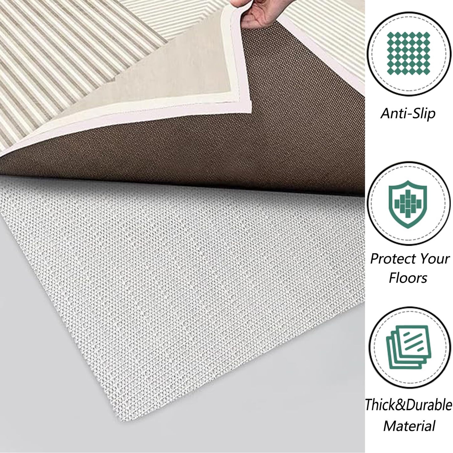 Non SlipGripper Pad for Hardwood Floors, Area Rug Pads for Tile Floor, Under Carpet Anti Skid Mat, Keep Your Rug Safe in Place,Can be Cut to Any Size (White, 79x55inch)