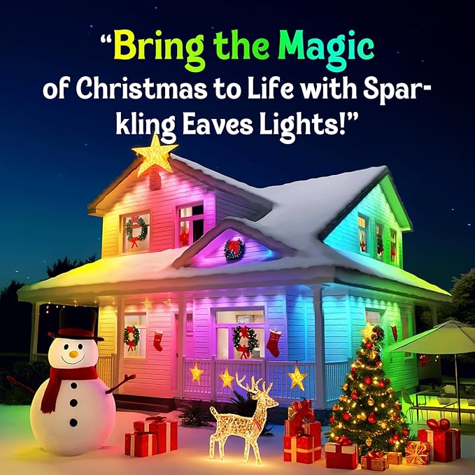 ISOPHO Permanent Outdoor Lights, RGB Smart String Lights with 75 Scene Modes, 150ft Eaves LED Light, Waterproof IP67, Great for All Holidays, Parties, Halloween, Christmas, App and Remote Control