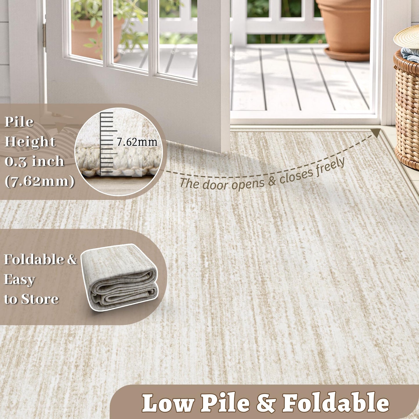 Area Rug 5x7 Living Room Rugs: Washable Modern Rug Non-Slip Soft Rugs Stain Resistant Printed Rug Indoor Carpet for Bedroom Kitchen Dining Room Nursery Home(Beige, 5'x7')