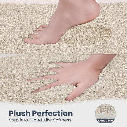 PURRUGS Bathroom Rug Non-Slip Machine Washable 30" x 46", Super Absorbent and Quick Dry Shaggy Microfiber Bath Mat, Extra Soft and Plush Bath Rug for Bathtub, Shower, and Sink, Beige