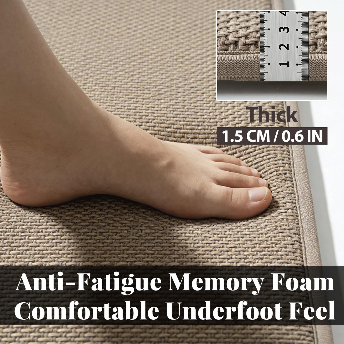 AREDO Thick Memory Foam Bathroom Mat, Soft Absorbent Polyester Bath Rug Quick Dry, Non Slip Shower Floor Rugs with Rubber Backing, Machine Washable (Camel, 24" x 16")