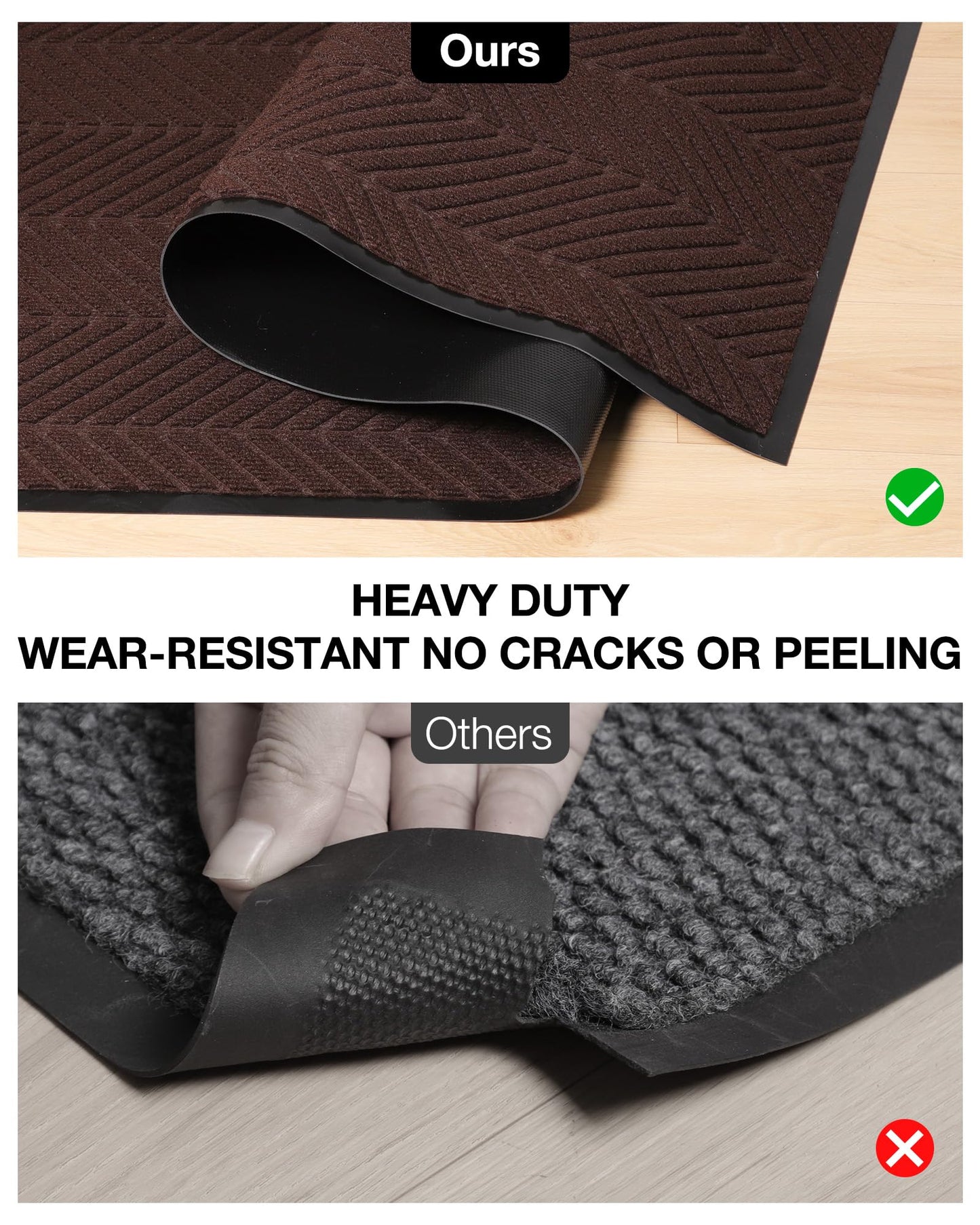 ZPAI 16" x 32" Dark Brown Front Door Mat Indoor Outdoor, Low Profile Welcome Doormat for Entrance, Waterproof All-Weather Entry Mat for High Traffic Area