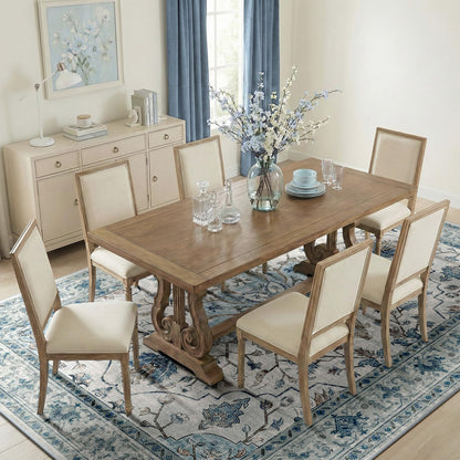RELEANY Area Rugs 5'x7' Washable Non-Slip, Floral Vintage Distress Medallion Carpet for Living Room Bedroom Dining Room, Light Blue Navy Gray White