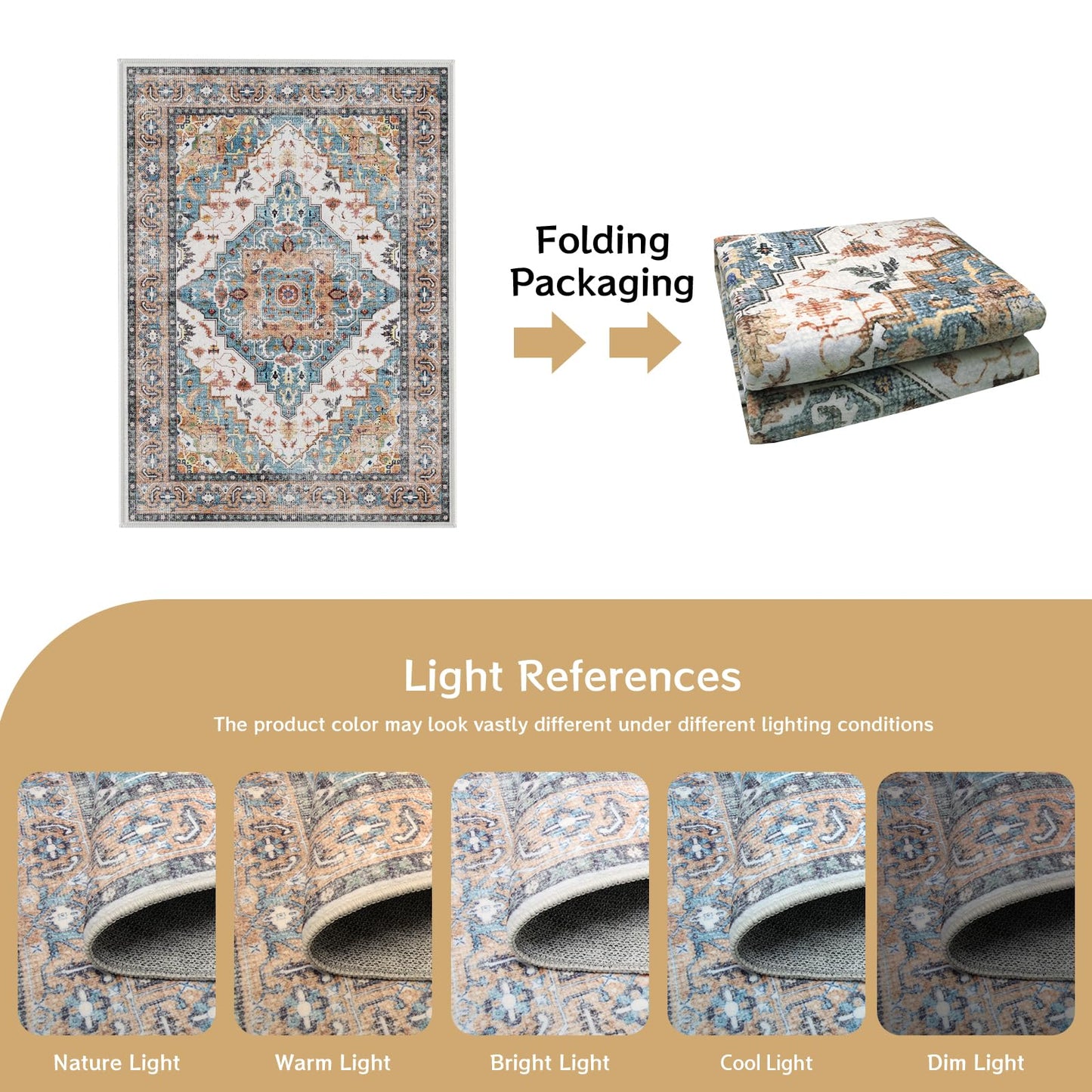 YLAREE Washable Rug Small Entryway Area Rug Non Slip Indoor Door Mat 2x3 Entrance Stain Resistance Low Pile Throw Rugs for Inside Front Door Floor Bedroom Kitchen Entry, Blue Brown