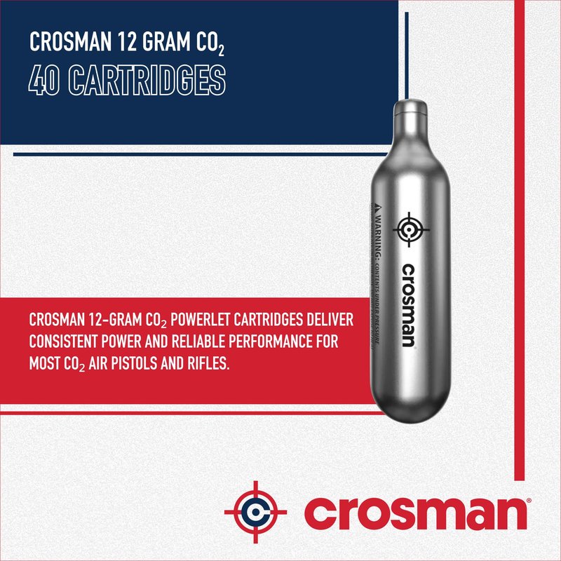 Crosman Powerlet CO2 Cartridges for Air Rifles, Air Pistols & Paintball - Snug Fit, Leak-Free Seal, Durable Metal Construction - Made in USA, Multi-Pack Options