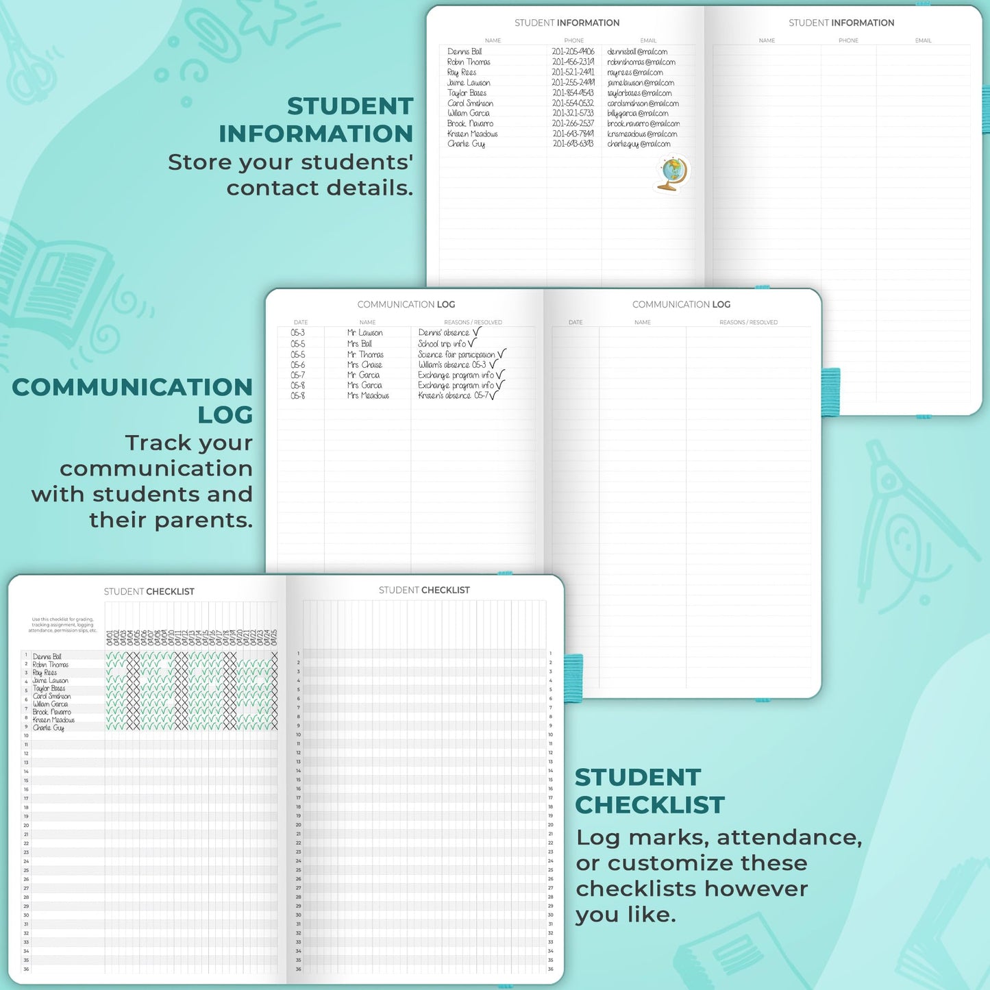 Clever Fox Teacher Planner – School Year Planner with Calendars & Lesson Plans – Book for Classroom & Homeschool Organization, A4 (Turquoise)