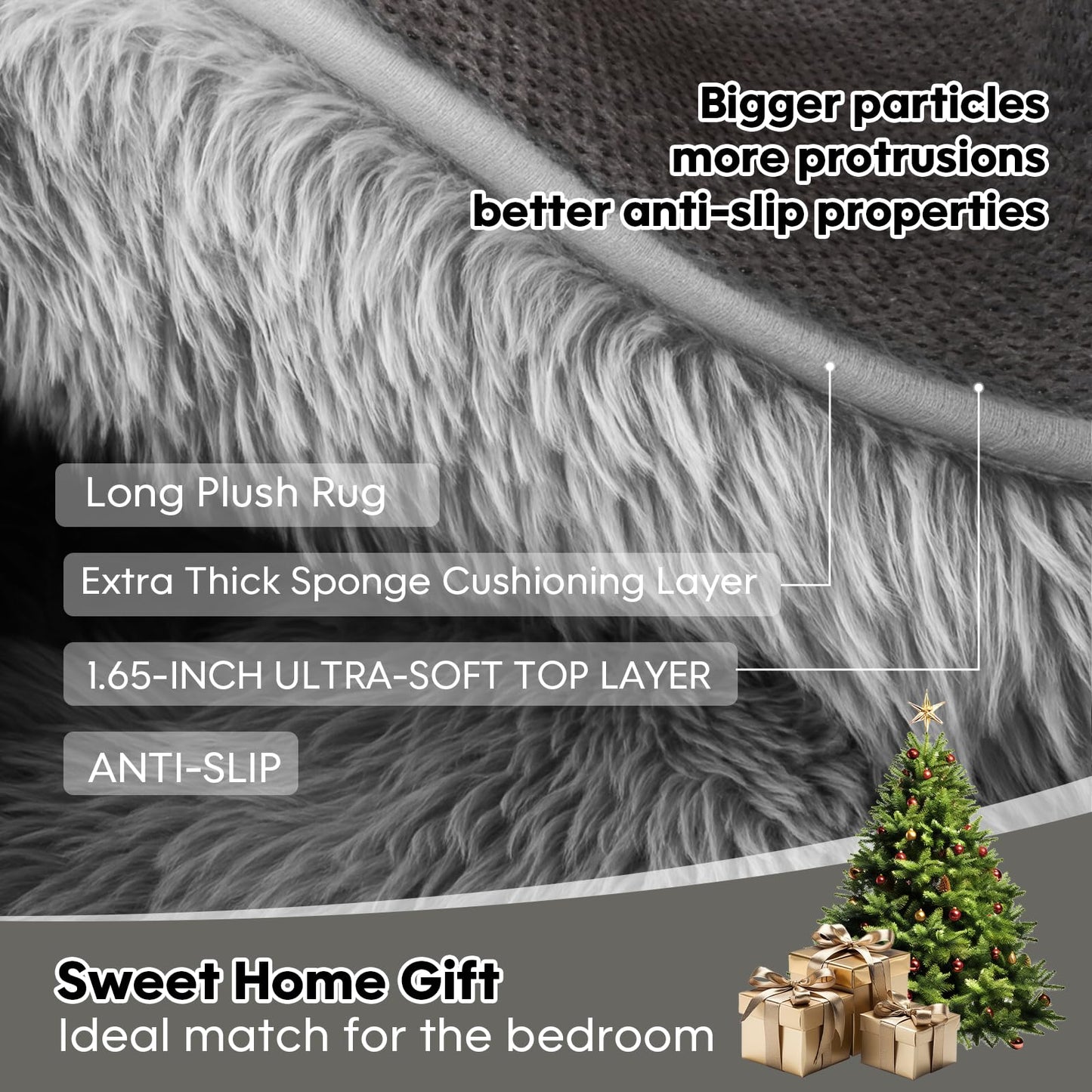 Mtandyx 8x10 Area Rugs Living Room, Gray Plush Fluffy Bedroom Rugs, Non-Slip Upgraded Indoor Thick Soft Rug, Modern Plush Carpet Suitable for Kids Home Decor Aesthetics Dorm.