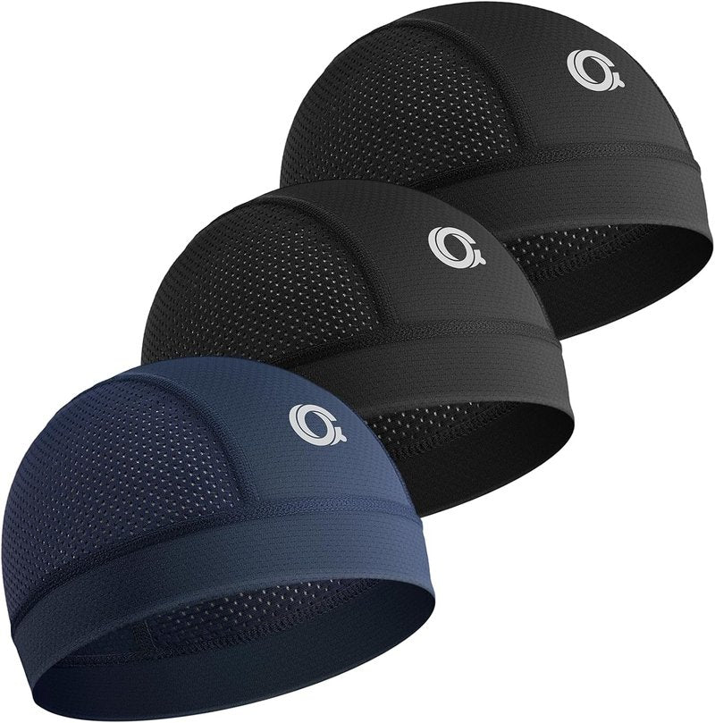 Cooling Skull Cap Helmet Liner - Breathable Mesh Running Hat | Lightweight Quick-Dry Sports Beanie for Men - 3 Pcs Set