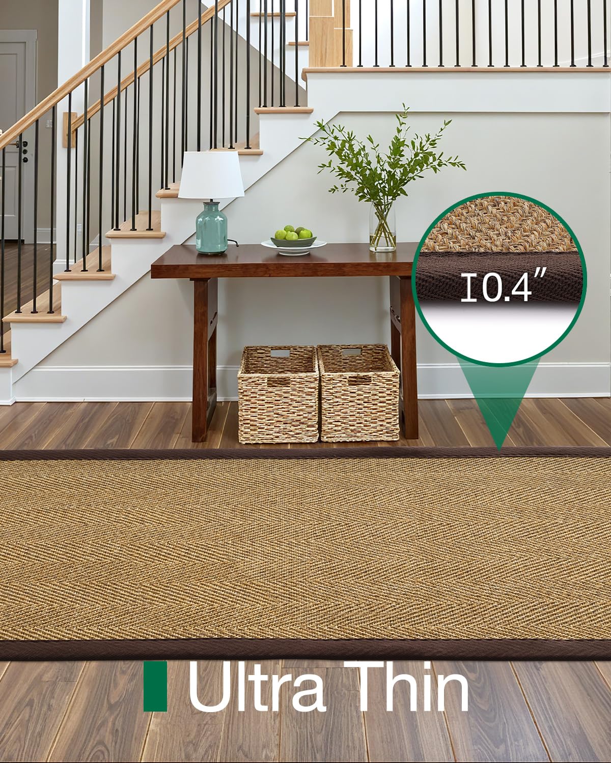 LUMI 2x7 Sisal Runner Rug Non Slip for Hallway, Natural Rustic Carpet No Shedding, Farmhouse Braided Area Mat Indoor High Traffic for Living Room, Entryway, Kitchen, Laundry