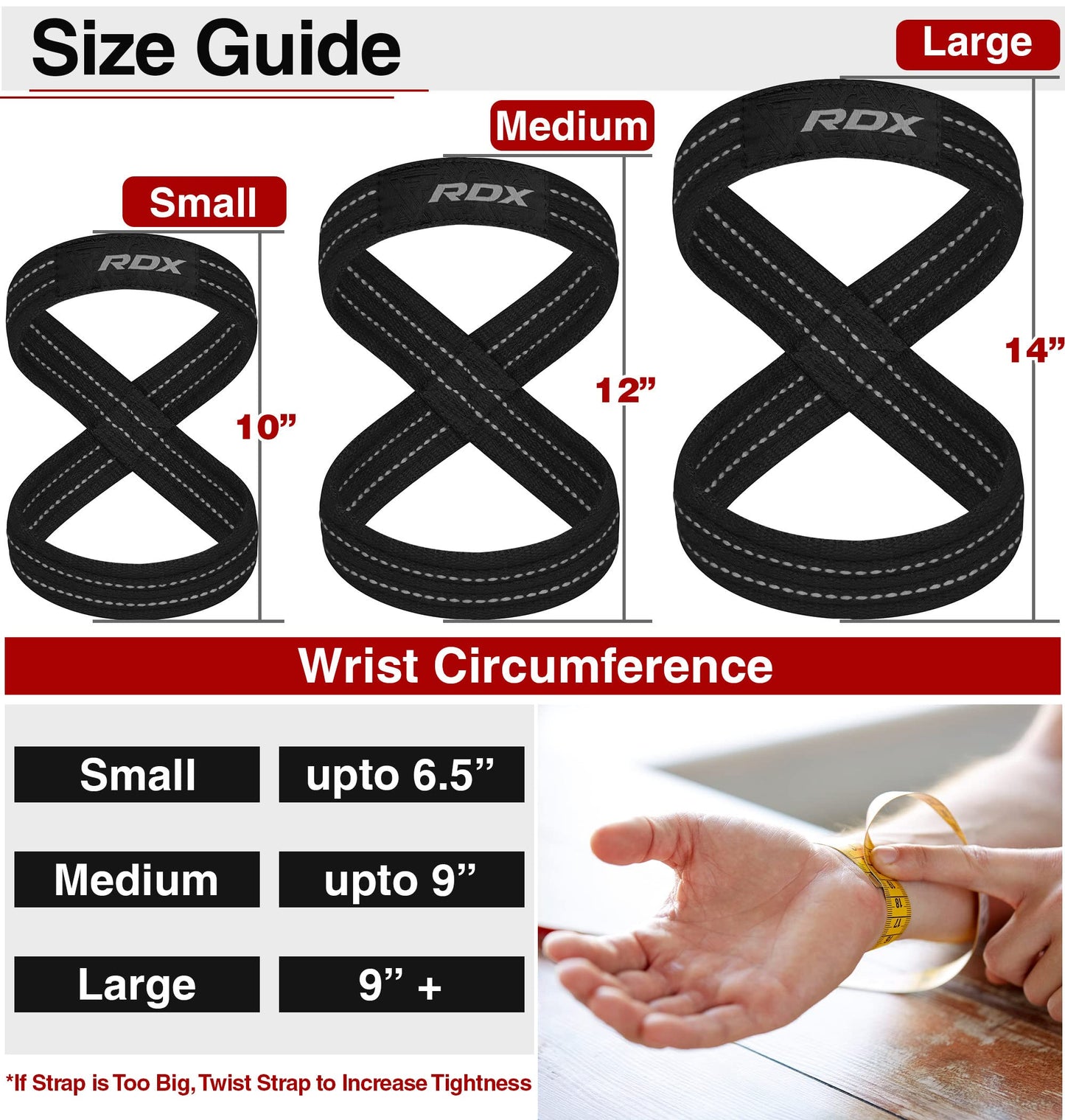RDX Weight Lifting Straps Figure 8, Anti Slip Strap with Cuffs Wrist Support for Gym Workout Deadlift Powerlifting Bodybuilding Weightlifting, Fitness Strength Training, Hand Bar Grip for Men