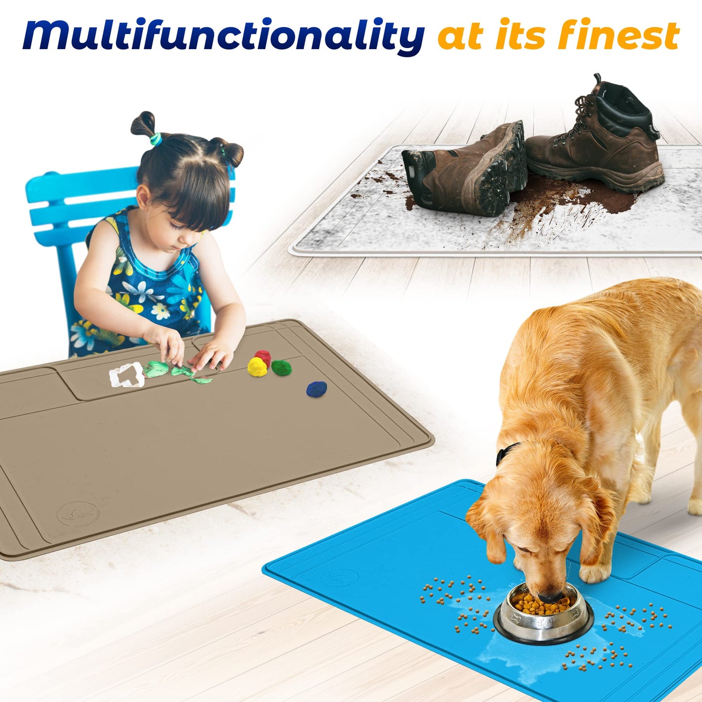 The Original Under Sink Mat - Silicone Waterproof mat, Trimmable, Easy to Clean, Kitchen cabinet liner, Under sink protector mats, Drip Tray with Lip - 34" x 22" or smaller