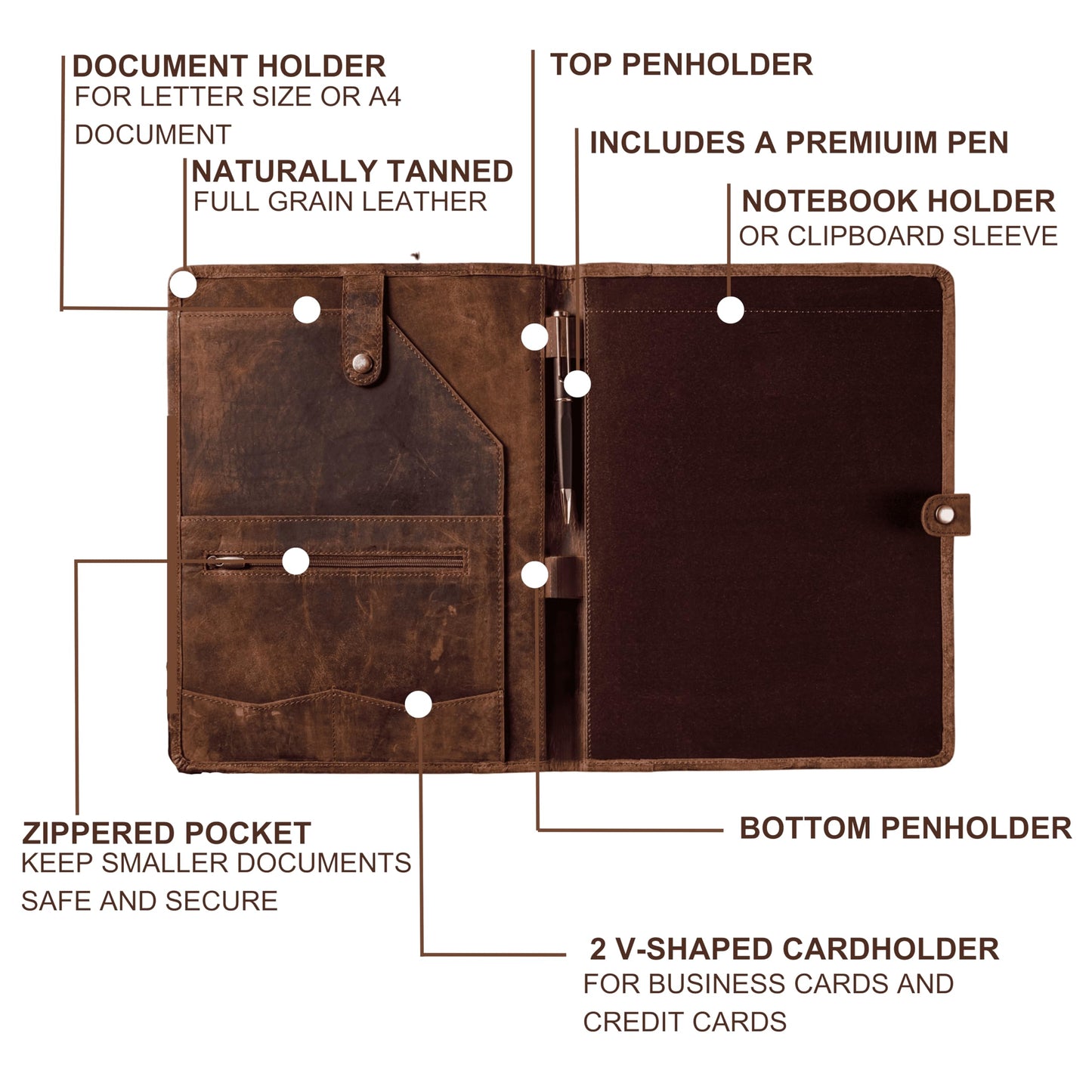 Leather Portfolio, Leather Binder with Pen, Leather Portfolio for Men and Women, Leather Padfolio, Leather Folder, Portfolio Binder, Business Portfolio Men and Women