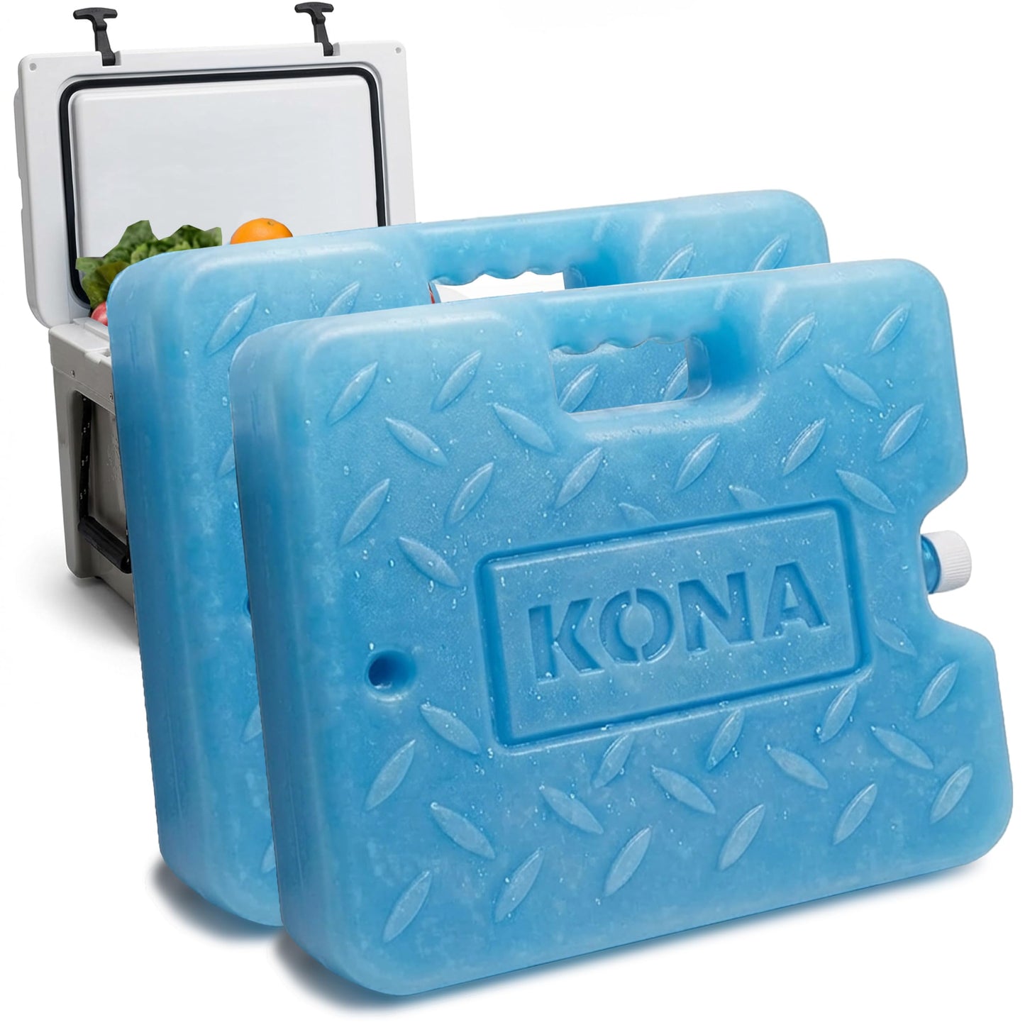 Kona Blue Ice Large Ice Packs for Coolers - Long Lasting Design - Refreezable Reusable Cooler Ice Pack (2)