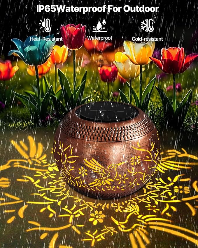 Solar Lanterns Outdoor Waterproof Hummingbird Garden Decor Birthday Gifts for Women, Mothers Day Gifts for Mom, Solar Table Lantern Decorations for Yard Patio Porch Deck Backyard Outside 2 Pack