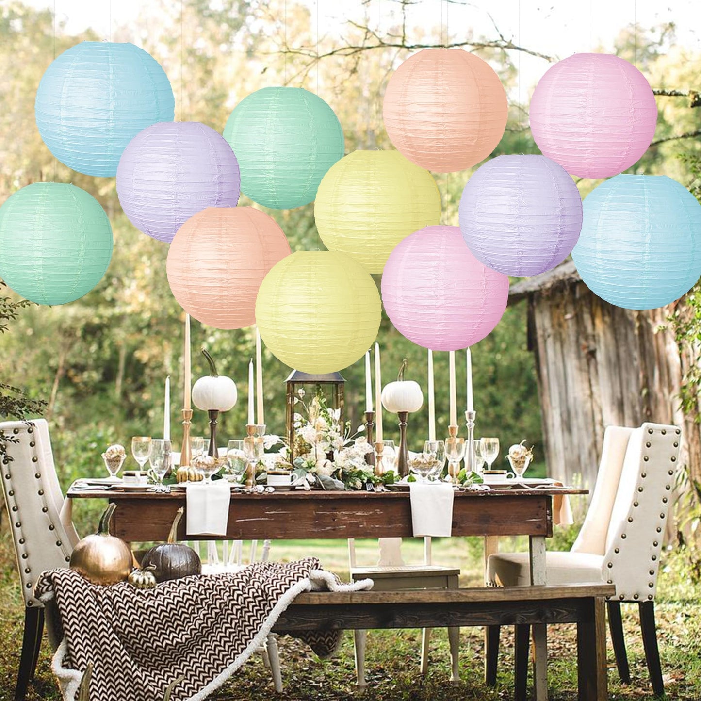 Macaron Paper Lantern Decoration 12PCS 10 Inch Hanging For Classroom Baby Shower decoration Wedding Valentine's Day Graduation Anniversary Picnic Gathering Christmas Bridal Home Decor Party Decoration