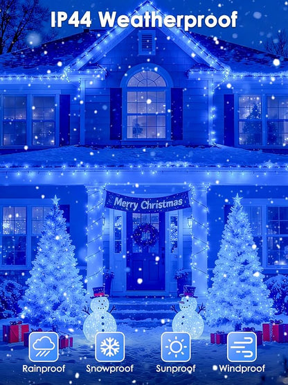 Voice Control Connectable 2PK 164FT 400LED Christmas String Lights Indoor Outdoor with Remote | Smart Twinkle Fairy String Lights 12 Modes & Timer for Xmas Tree Decor (Blue)