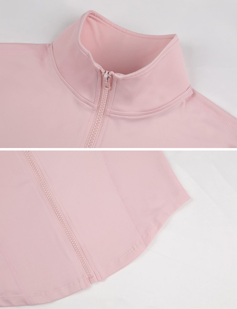 Lviefent Womens Lightweight Full Zip Running Track Jacket Workout Slim Fit Yoga Sportwear with Thumb Holes (Pink-M)