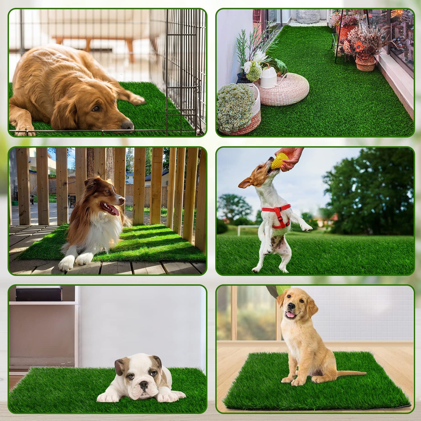 Grass Pad for Dogs 39.3 x 31.5 Inches Fast-Drain Artificial Grass for Pets Potty Training, Easy to Clean Fake Grass for Dog Indoor Outdoor Use(1 Pack)