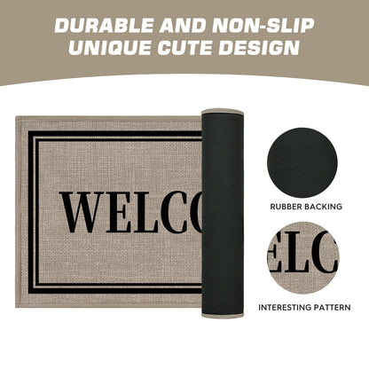 Artoid Mode Welcome Washable Doormat, Seasonal Decor Non Slip Low-Profile Absorbent Natural Rubber Back Door Mat 17x29 Inch