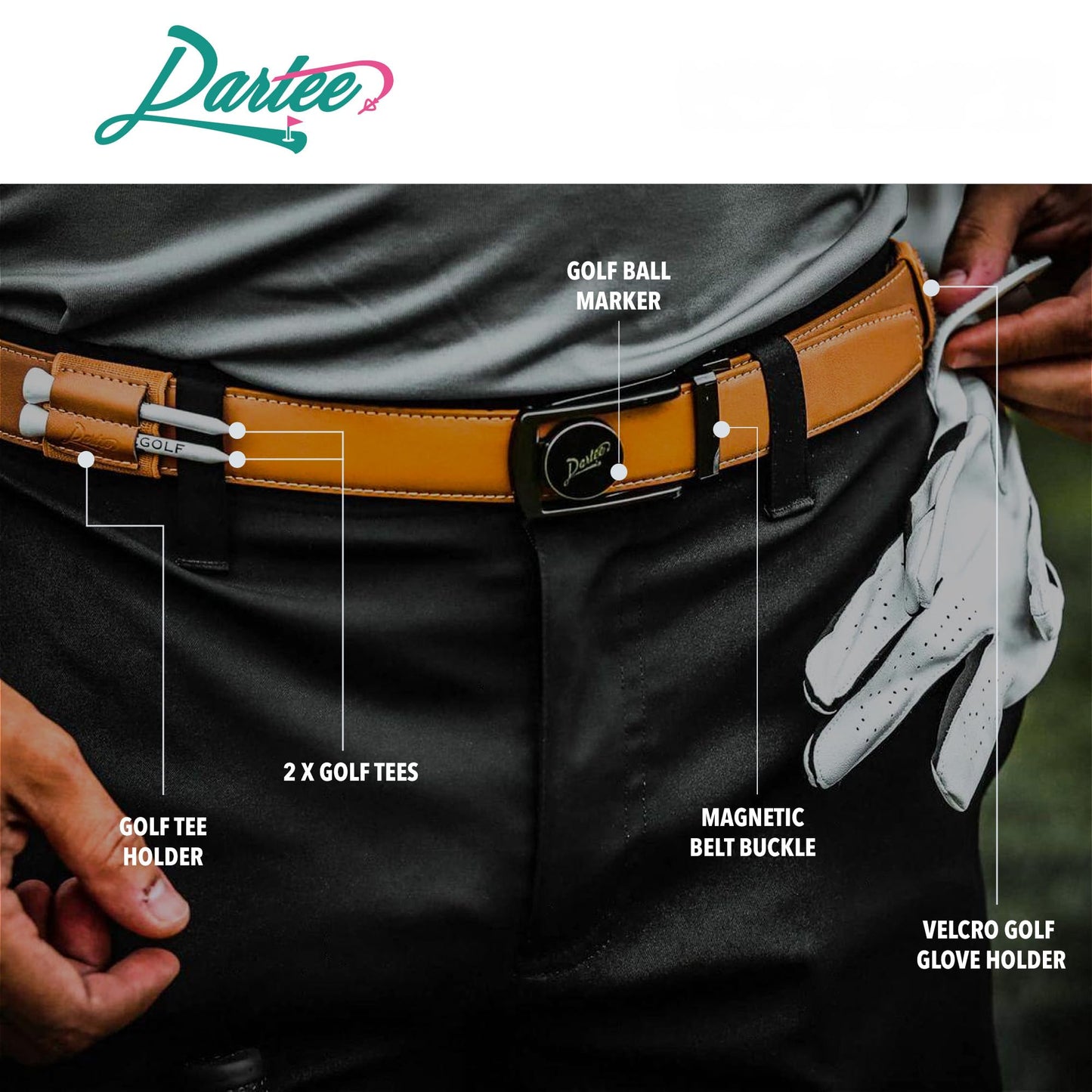 Dartee Golf Belt Rain Check Collection – Sea Swell Blue