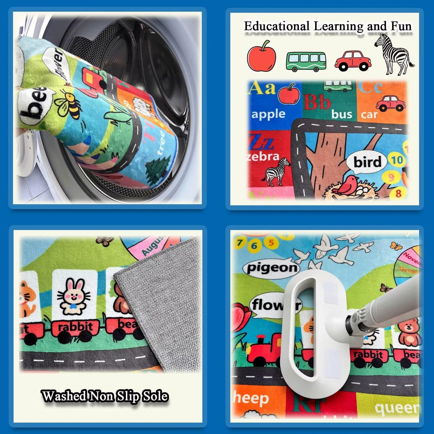 TYKTZXY ABC Rug 63x95inch, Non-Slip Alphabet Carpet, Educational Learning Mat for Preschool Classroom & Playroom