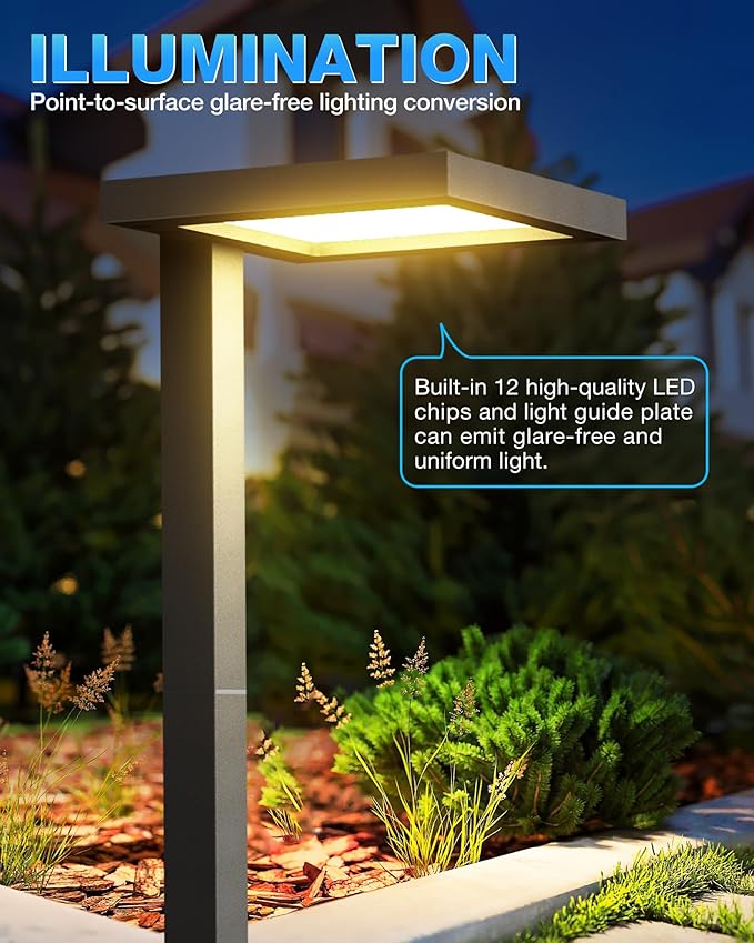 SUNVIE 5W Anti-Glare Low Voltage Pathway Lights Wired 12-24V LED Landscape Path Lights 3000K Cast-Aluminum Waterproof Outdoor Landscape Lighting with Connectors for Walkway Yard Garden, 12 Pack