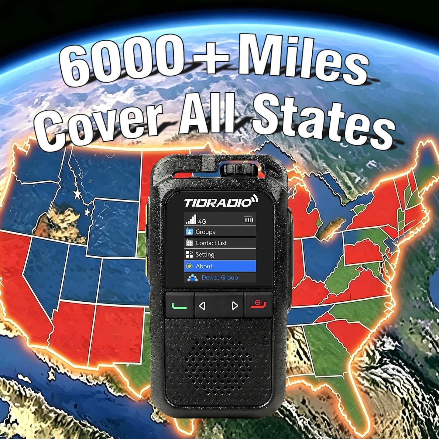 TIDRADIO Unlimited Range Rapid Walkie Talkies 6000+Miles,4G LTE Long Range PoC with SIM Cards,Nationwide PPT Two-Way Radios, Global Long Distance Radios for Family,Logistics,Construction site,TD-G100