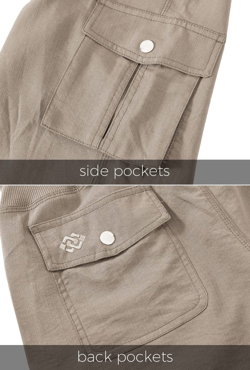 MoFiz Womens Capris with Pockets Loose Fit Casual Capri Pants Dressy Lightweight Ladies Baggy Cargo Pants for Hiking Khaki 4XL