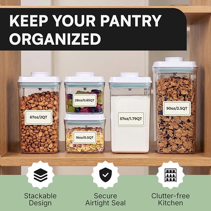 Bop Top Airtight Food Storage Containers with Lid 2 Cups / 16 oz | Kitchen Canister Sets | Air Tight Pantry Container | Pop Top Dry Food Storage Containers for Snacks, Sugar, Flour, Baking, Pasta