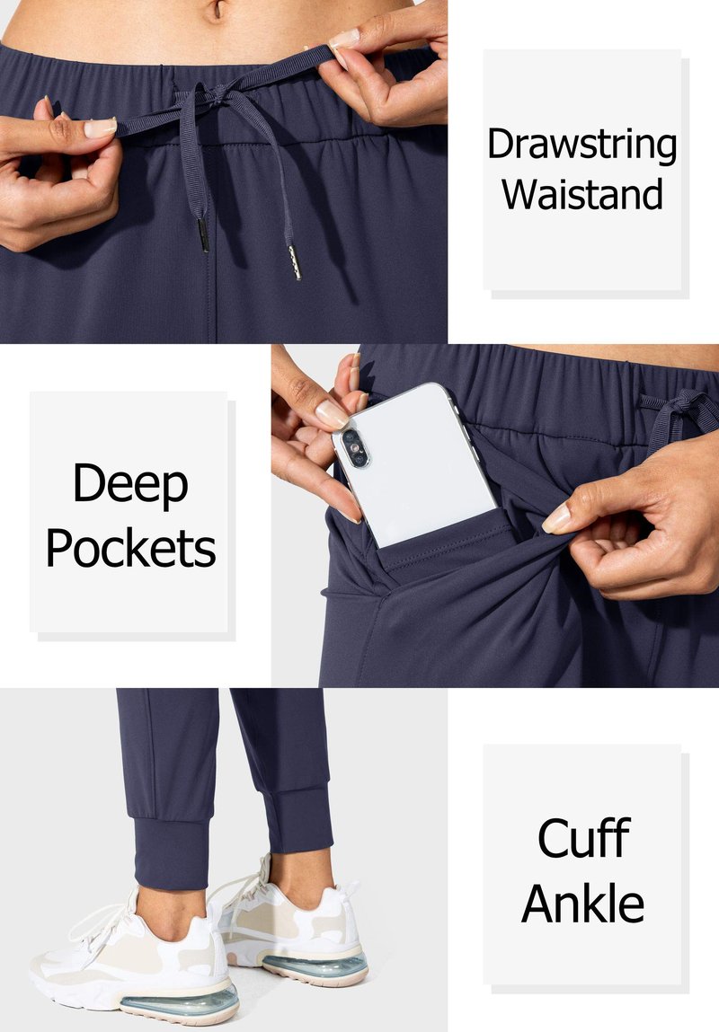 SANTINY Women's Joggers Pants Pockets Drawstring Running Sweatpants for Women Lounge Workout Jogging(Navy_XXL)