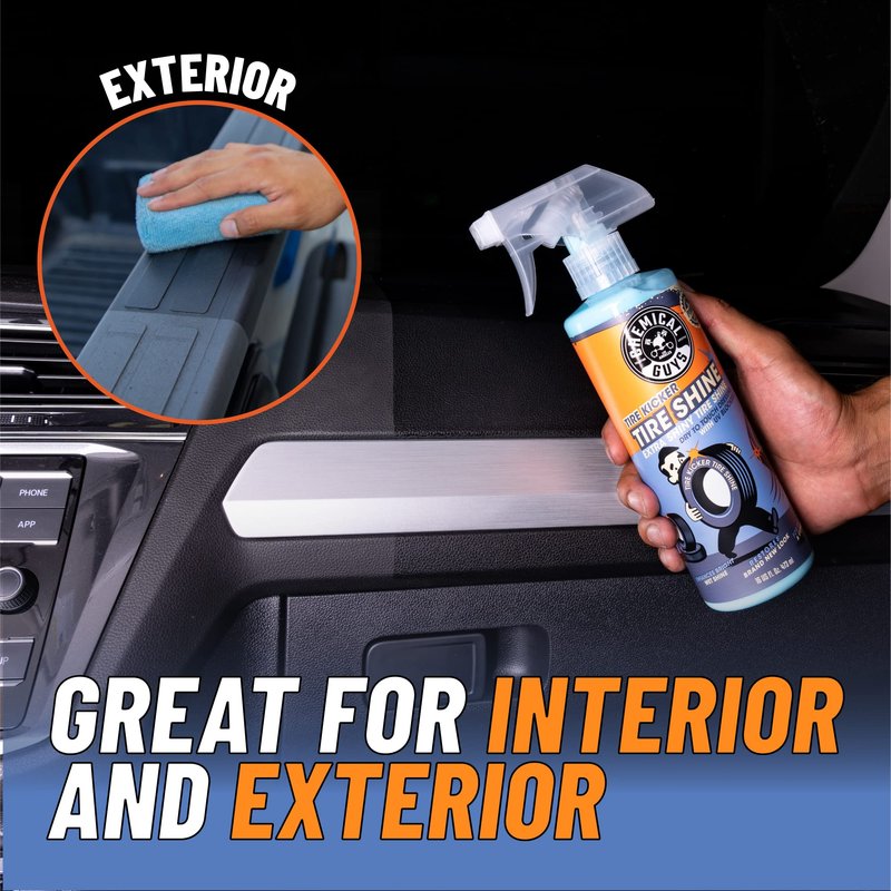 Chemical Guys Tire Kicker Sprayable Extra Glossy Tire Shine Spray, Dry-to-Touch Dressing - Restores Wet Look to Rubber, Vinyl, and Plastic, Safe for Cars, Trucks, Motorcycles, RVs, and More - 16 oz